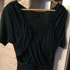 Anthropologie Deletta Teal Top Basket weave Front